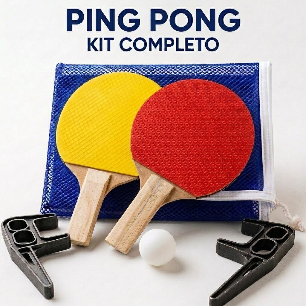 Kit COMPLETO Ping Pong Tenis De Mesa 2 Raquetes 1 Bolinha Suporte mais Rede completo PROMOÇAO