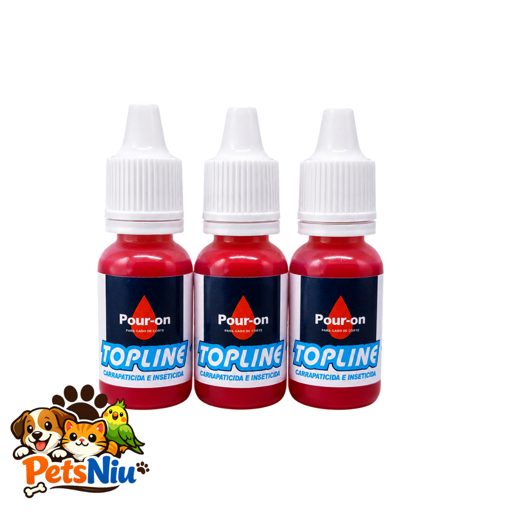 Kit topline 3 unidades 10ML contra pulgas carrapatos parasitas fipronil animais