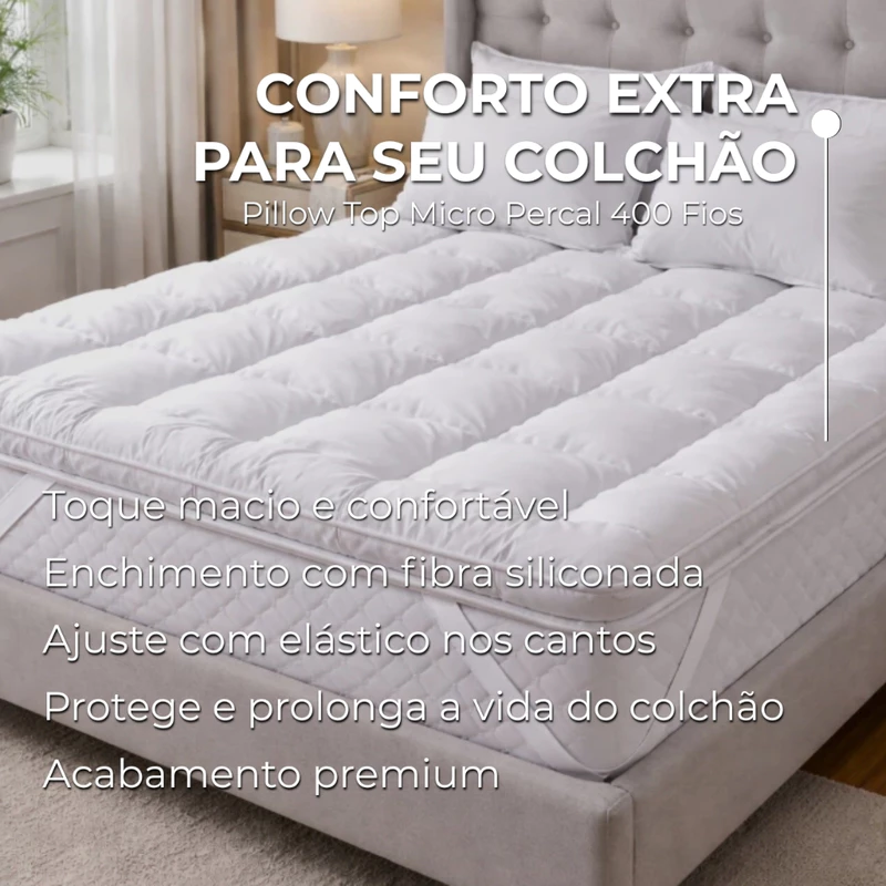 Protetor de Colchão Casal Queen Pillow Top em Micro Percal 400 Fios — foto 3