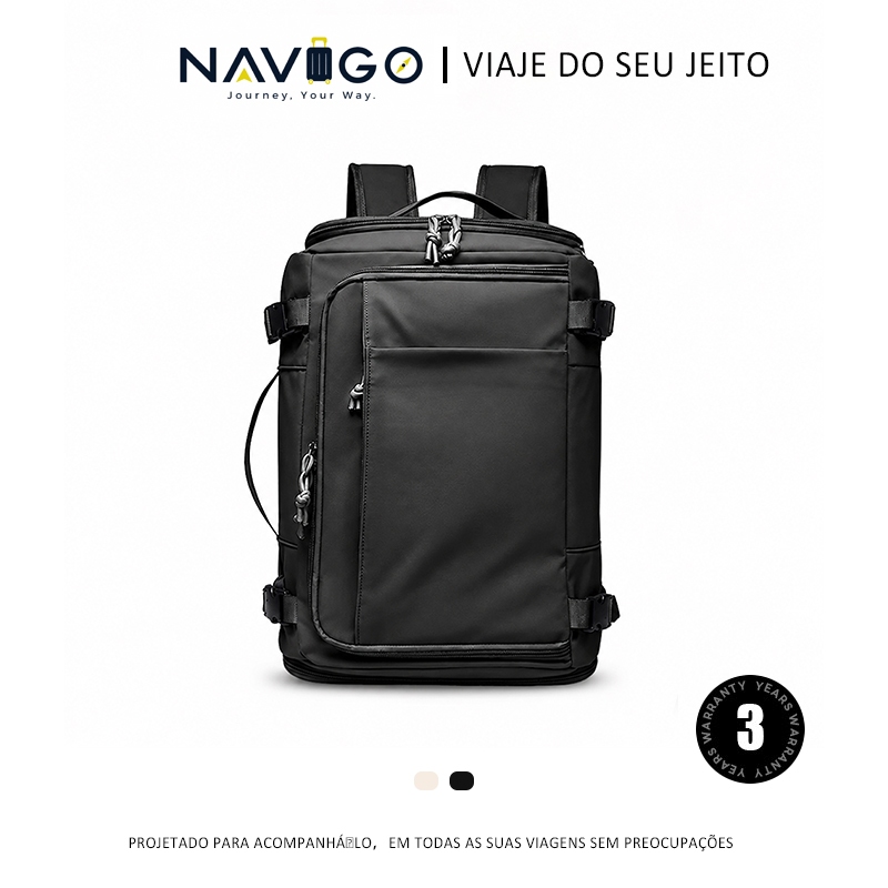 NAVIGO Mochila de Viagem Expansível 28‑38L Tecido Oxford Compartimento Calçados Bolso Seco‑Molhado Porta Notebook