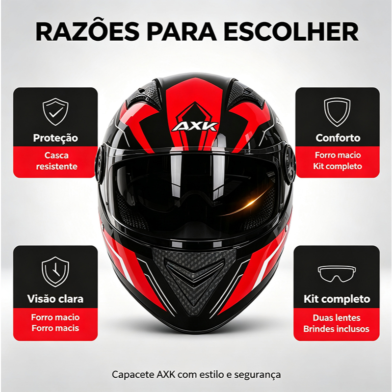 Capacete Integral para Moto Motociclista Fechado com Viseira Resistente Proteção Completa do Rosto Queixeira Design