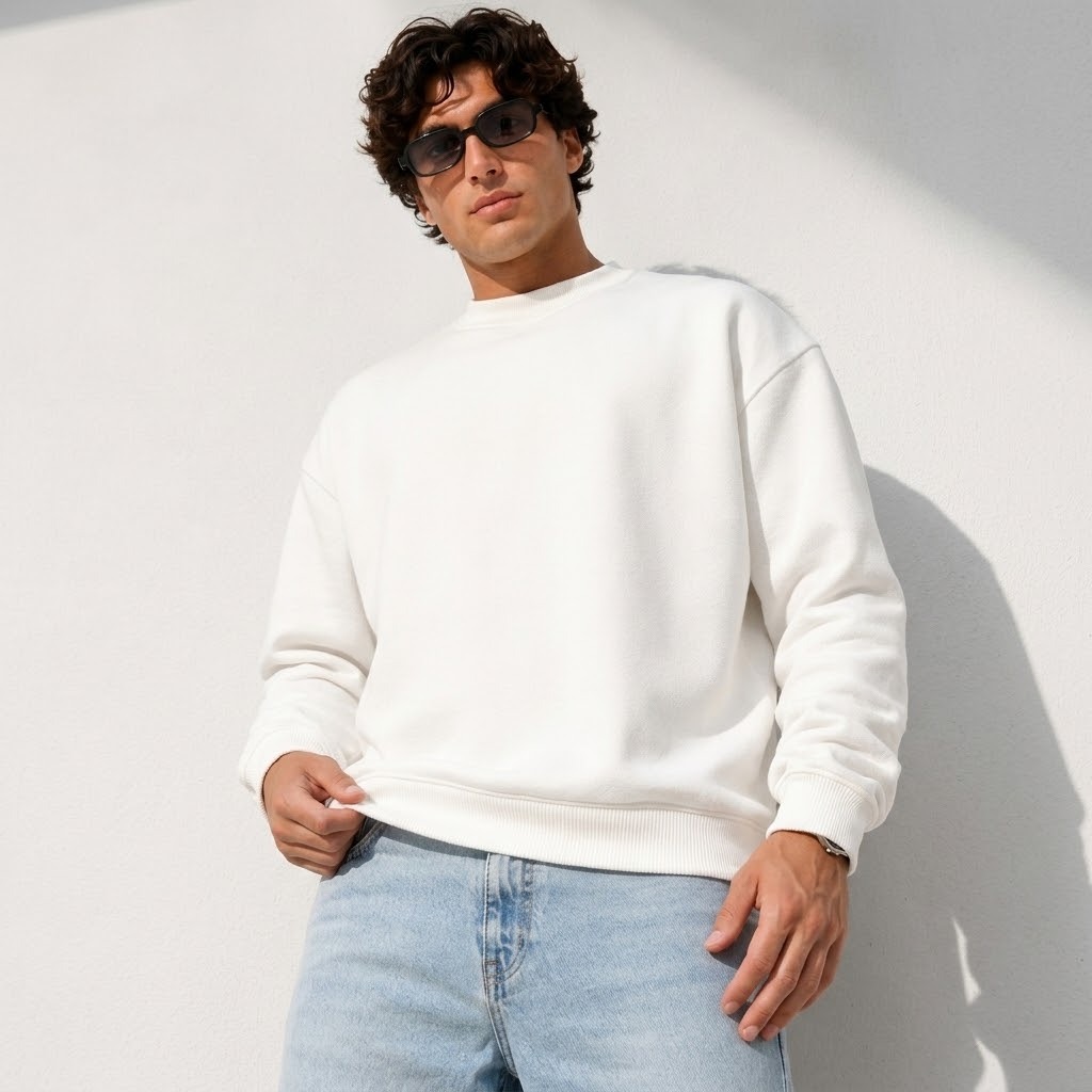 Blusa de Moletom Unissex Gola Careca Manga Longa Flanelado Quentinho Confortável Casual Streetwear Inverno Moda Urbana