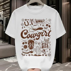 Blusa feminina estilosa camiseta T-shirt100%algodão cool descolada estilo moda country cowgirl HOOD