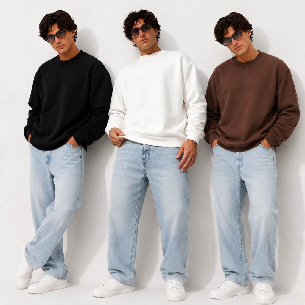 Kit 3 Moletom Careca Unissex Flanelado Inverno Básico Premium Frio Casual Confortável Liso Quentinho Moda Inverno