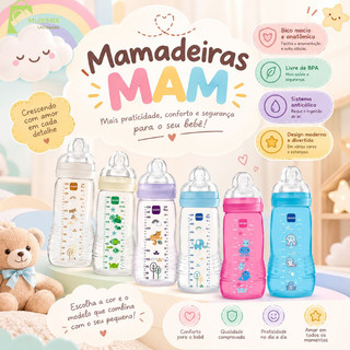 MAMADEIRA MAM EASY ACTIVE +4 MESES 330ML ROSA NEUTRA AZUL LILAS ORIGINAL LACRADA BEBÊ ENV…
