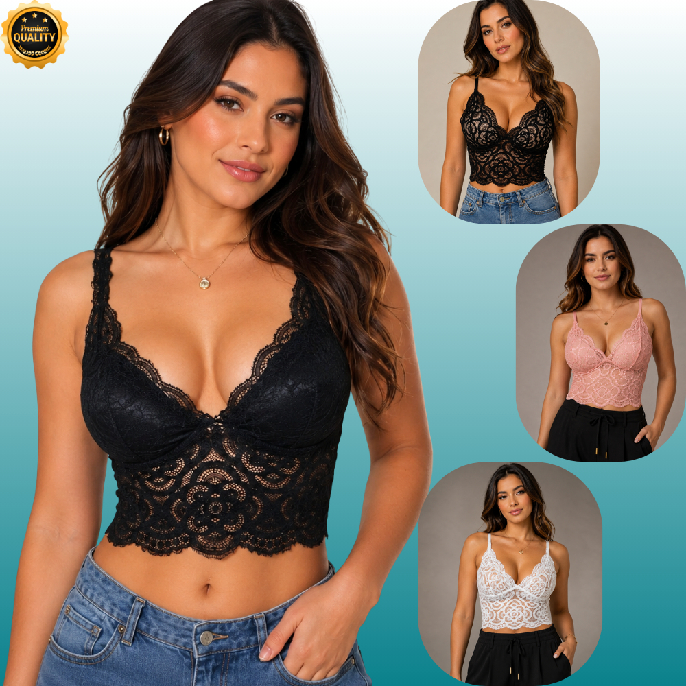 Cropped feminino de renda com bojo TOP croped rendado blusa gringa blusinha estilosa tendencia 2027