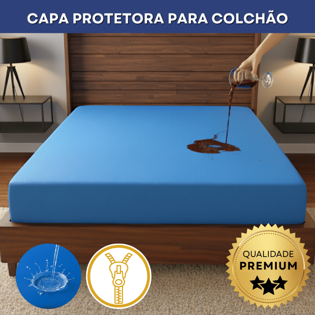 Capa de Colchão Hospitalar Impermeável Berço Solteiro Casal Zíper ou Elástico Antialérgica Protetor