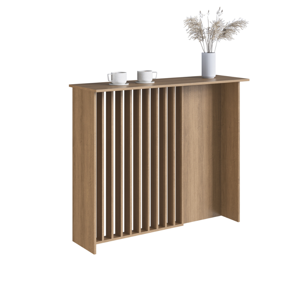 Bancada Cozinha Ilha 120cm Painel Ripado Gourmet Bahia BC1200 Cor Marrom Mel - Art In Móveis