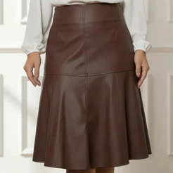 Saia Midi Feminina Evase Godê couro Cintura com Revel zíper lateral Moda Evangélica M G GG PROMOÇÃO