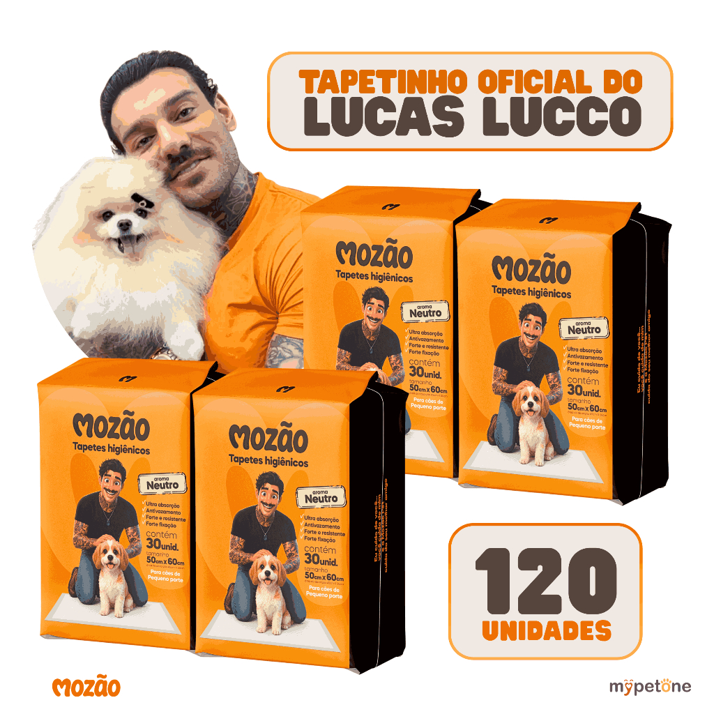 Kit 4 Tapete Higiênico Mozão Lucas Lucco Neutro 50x60 - 30 Unidades
