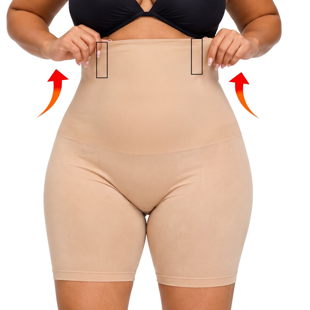 SHORT CINTA MODELADOR ORIGINAL 4 Barbatanas - Alta Compressão - Não Enrola - Empina Bumbum Plus Size
