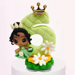 Vela Personalizada de Biscuit Tema Princesa Tiana / Princesa e o Sapo