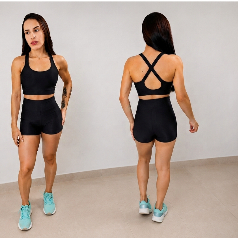 Conjunto Fitness Feminino de Treino Academia Short com Bolso