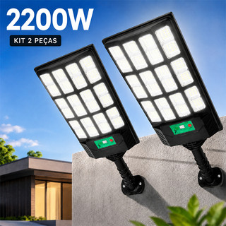 Kit 2 Luminária Solar Externa Forte Com Sensor 2200w 2000w 1800w 1600w