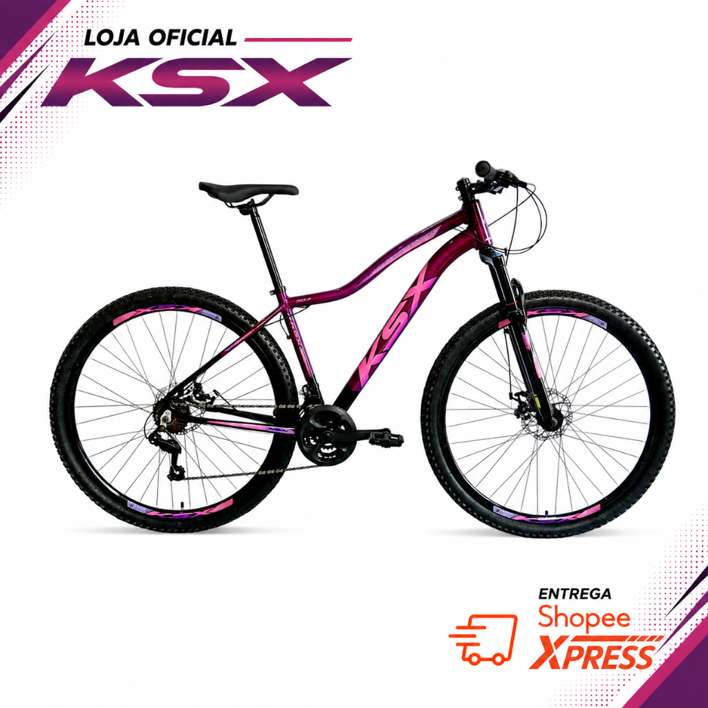 BICICLETA BIKE ARO 29 MTB ALUMÍNIO KSX SD7 21V MARCHAS INDEX CABEAMENTO INTERNO BCL FEMININA