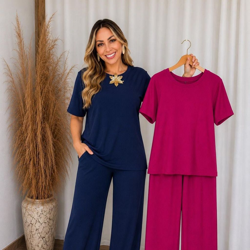 Kit 2 Conjuntos Canelado Feminino Premium - Conforto e Elegante