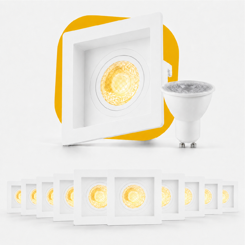 Kit 10 Spot Recuado Quadrado + Lampada Led Dicróica MR16 4,8w 3000k/4000k/6500k GU10 Branco ou Preto Alut