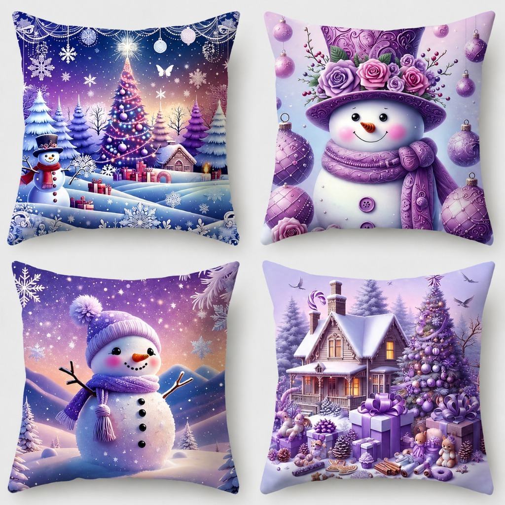 Kit 4 Capas de Almofadas Natalinas Decorativas - Fronhas Tamanho 45cmX45cm.