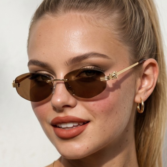 Óculos de Sol Jaguar Oval Premium Marrom Tendencia em Alta Elegante Luxo uv400