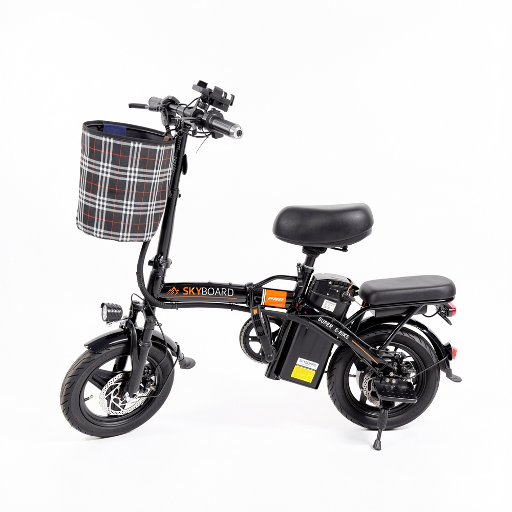 SKYBOARD 2027 model Bicicleta Elétrica Dobrável Bivolt Preto 48V15Ah 350W autonomia 40-45km farol LED suporte de celular