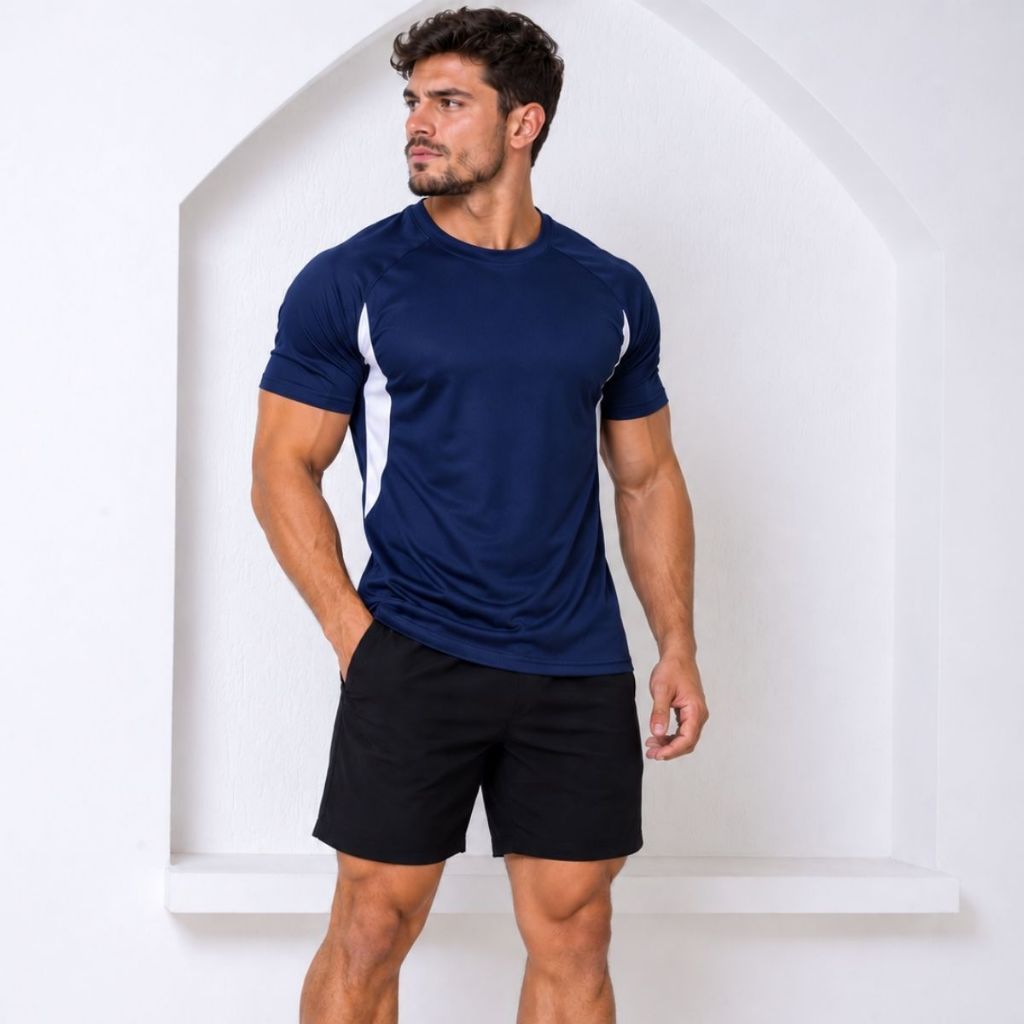Camiseta /Camisa lisa Dry-fit Manga curta Masculina Respiravel-Sacagem rapida Academia-Casual