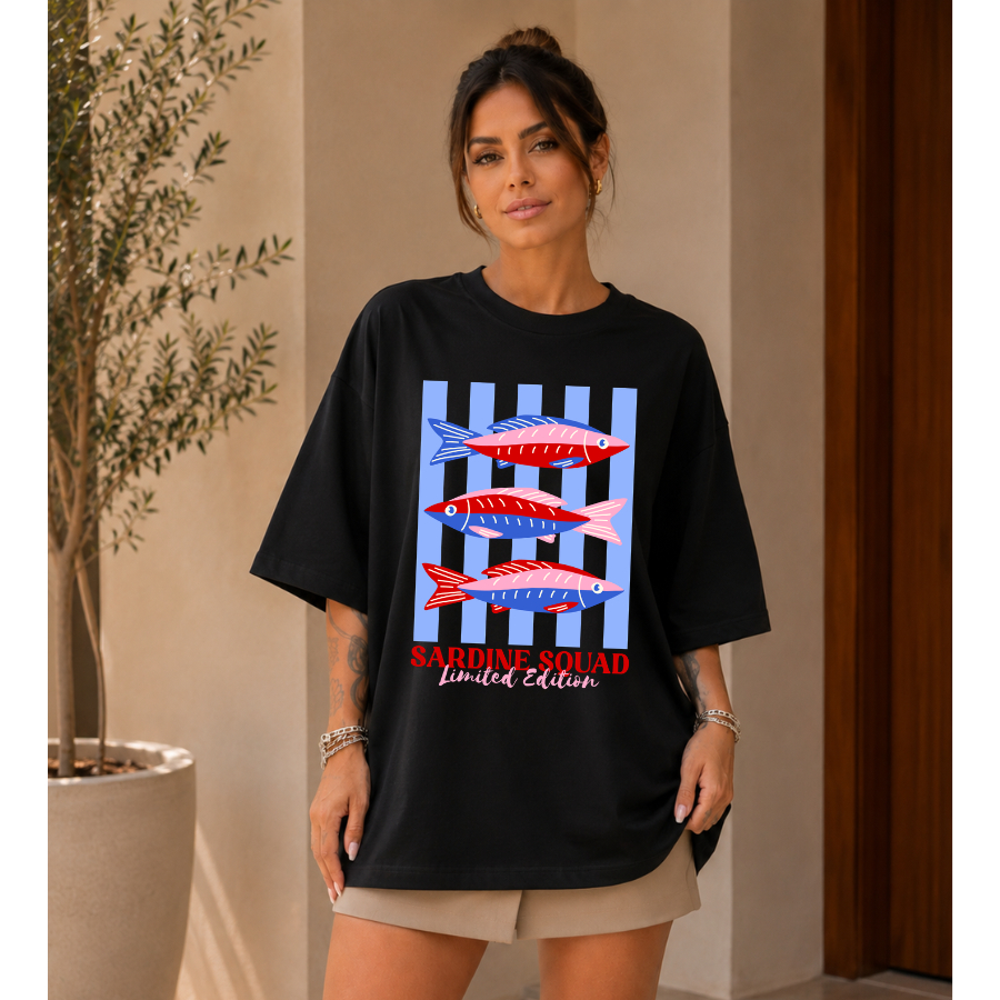 Camiseta Oversized Feminina Estampada Streetwear T-Shirt 100% Algodão Manga Larga Confortável Moda