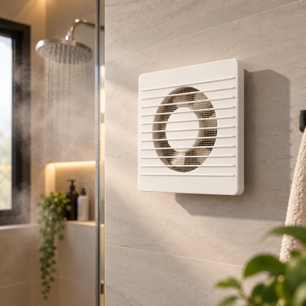 Exaustor Doméstico Para Apartemento Banheiro Bivolt 18W 100mm Com Grade 15cm
