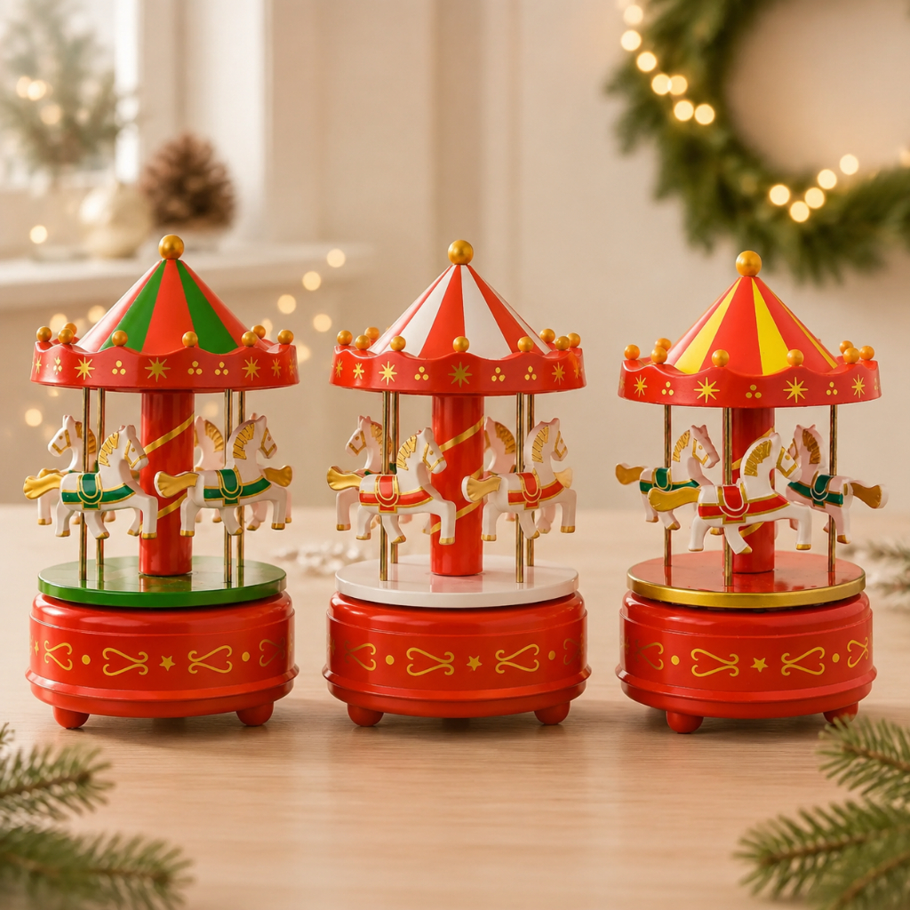 Cenário De Natal em 3 cores - Carrossel com Som e Movimento - 17x11cm - 1 unidade
