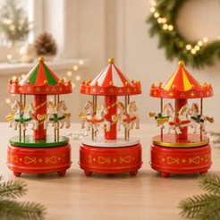 Cenário De Natal em 3 cores - Carrossel com Som e Movimento - 17x11cm - 1 unidade
