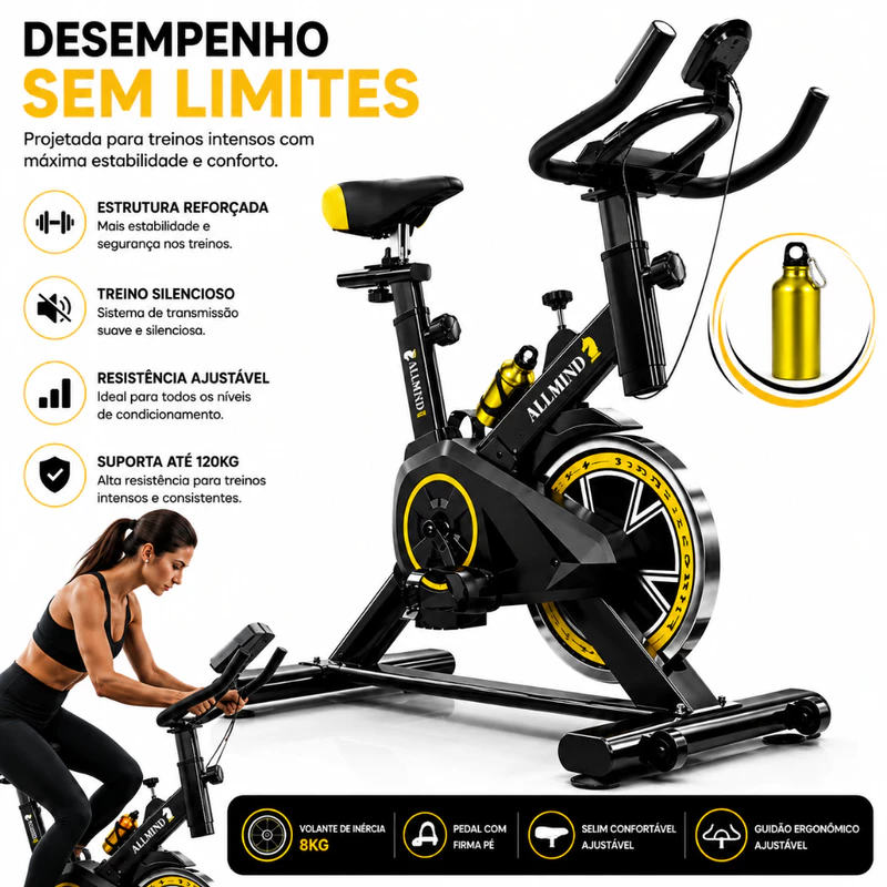 Bicicleta Ergométrica Profissional Spinning 8kg com Balança e Caneleira — foto 6