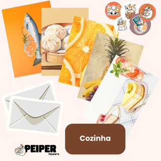 Cartão Postal Gastronomia Frutas Comida Cozinha Alimento Decorativo Premium Carta Com Envelope Reciclato e Adesivo