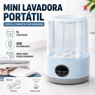 Mini Máquina de Lavar Roupas Portátil Compacta Lavadora Semiautomática para Roupas