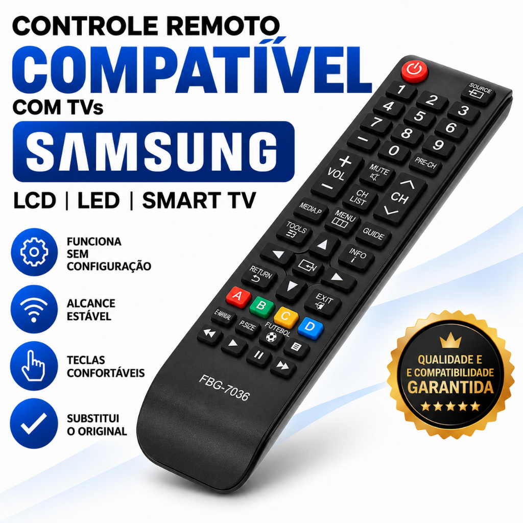 Controle Remoto Compatível Samsung LCD LED 4K Smart TV ENVIO IMEDIATO