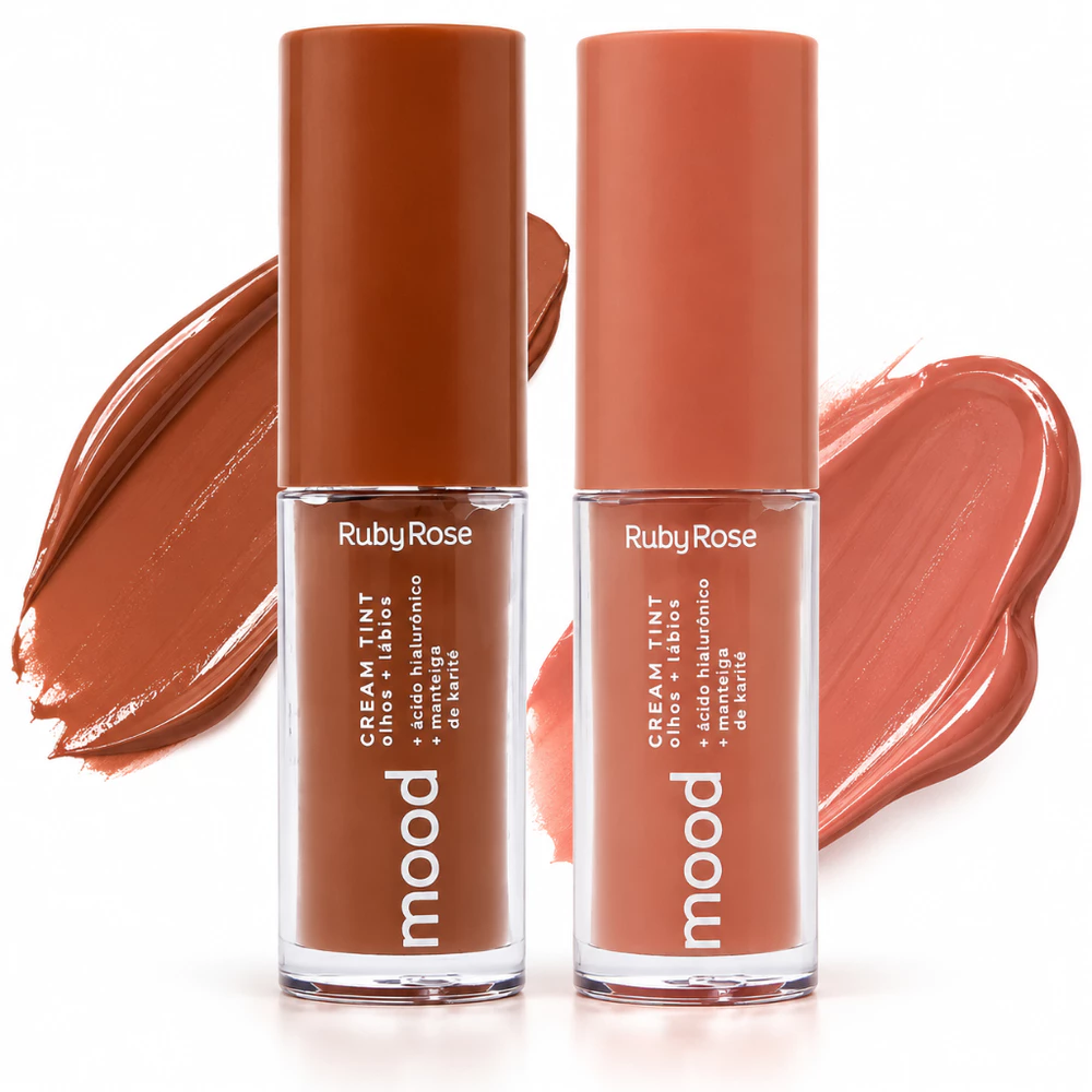 Cream Tint Mood Ruby Rose 3 em 1 4,1ml | Batom + Blush + Sombra | Escolha Sua Cor | Kit