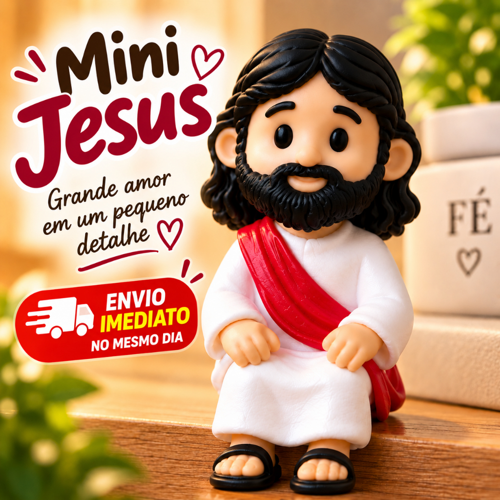 Mini Jesus Sentado 4,5cm Enfeite Religioso Decorativo para Monitor Mesa Prateleira Estante Nicho Presente Cristão