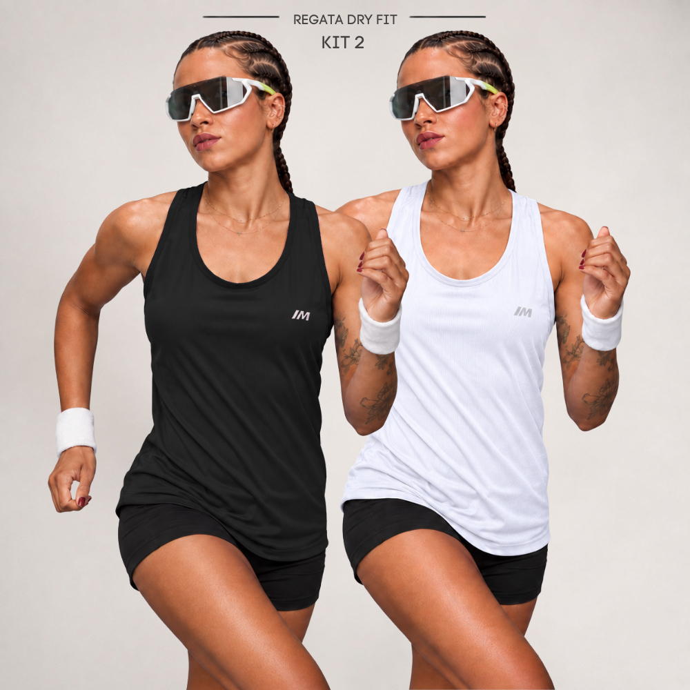 Kit 2 Regata Dry Fit Feminina Academia Musculação Treino Anti Suor Anti Odor Caminhada Corrida Furadinha
