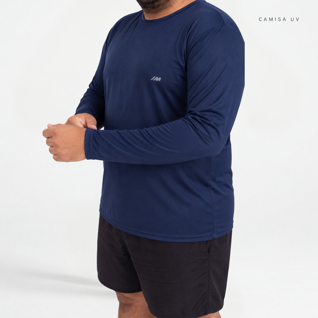 Camisa Plus Size Proteção Solar Masculina UV50+ Segunda Pele Térmica Malha Fria G1 ao G5 Pesca Praia