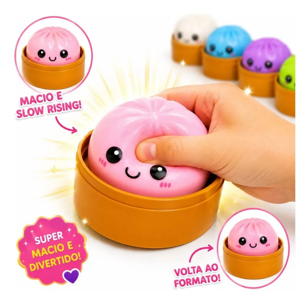 Squishy Dumpling Brinquedo Antiestresse Caixa Misteriosa Bolinho Surpresa Grande