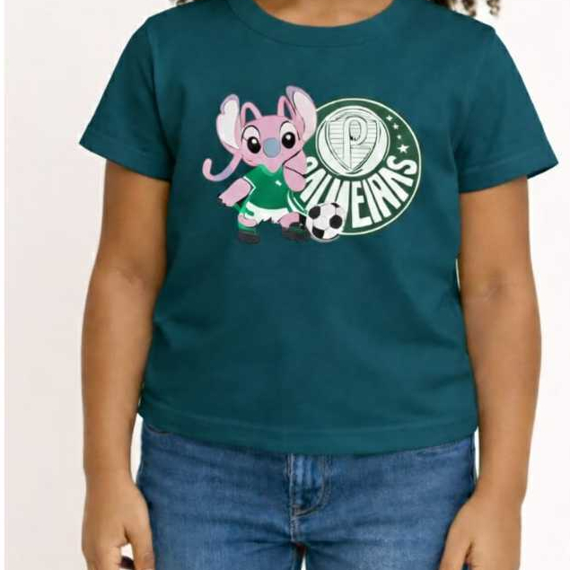 Camiseta Infantil Time Camisa UNISSEX Stitch 100% Algodão Blusa Estampada Confortável