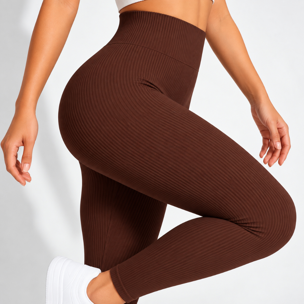Calça Legging Canelada Premium de Cintura Alta Sem Costura Academia Feminina Elástica e Fitness Zero Transparência