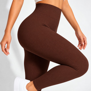 Calça Legging Canelada Premium de Cintura Alta Sem Costura Academia Feminina Elástica e Fitness Zero Transparência