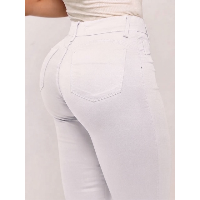 Calça Branca Feminina SKinny Cintura Alta com Lycra Enfermagem Calça Modelagem Levanta Bumbum