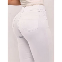 Calça Branca Feminina SKinny Cintura Alta com Lycra Enfermagem Calça Modelagem Levanta Bumbum