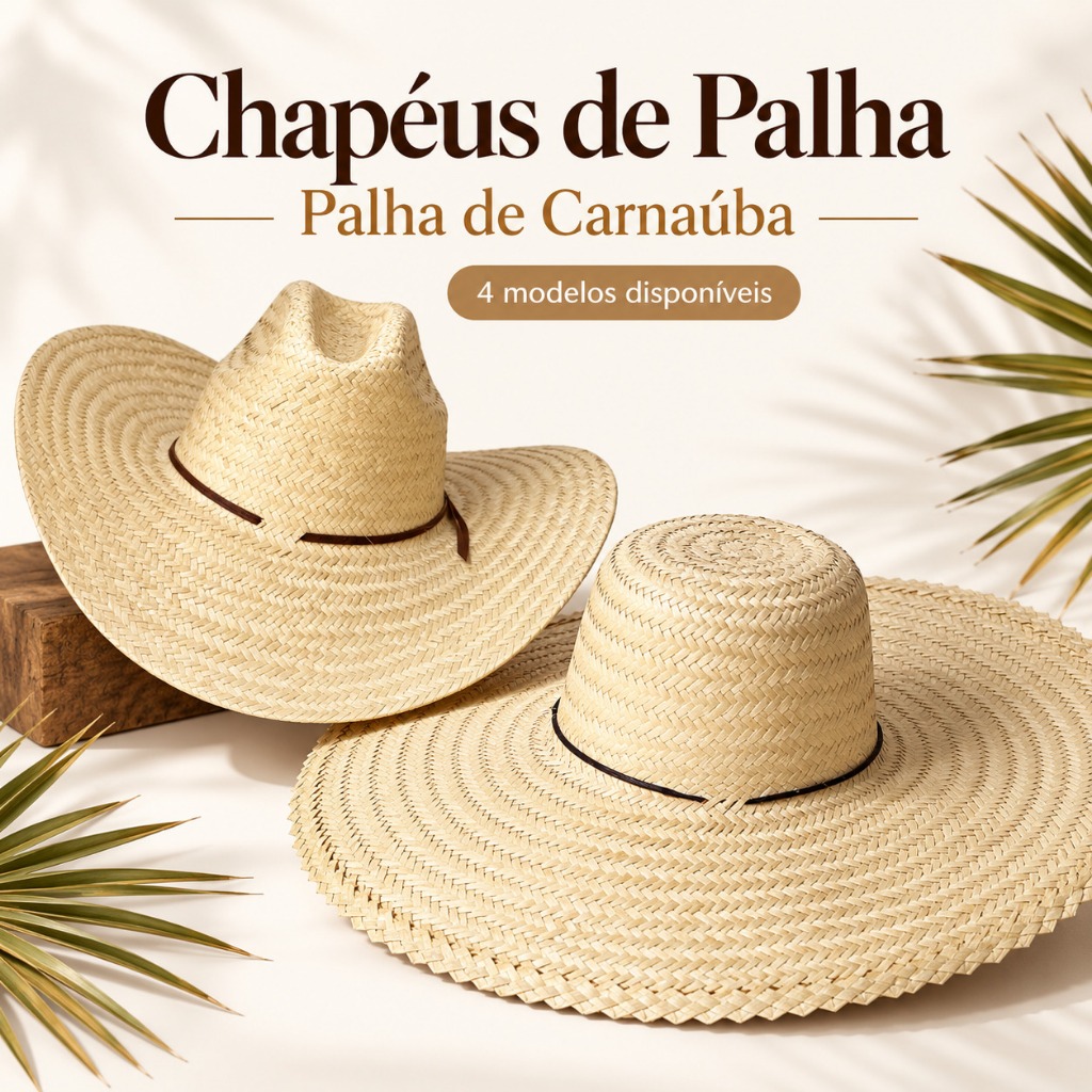 Chapéu de Palha Carnaúba Modelos Pantaneiro Gigantinho Arizona Mexicano Country Carnaúba Cavalgada Rodeio Serviço Sitio