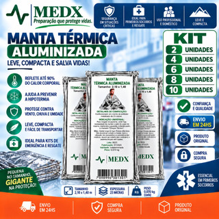 Cobertor Manta Térmica Aluminizado Para Resgate, Emergência e Camping - KIT com 2 ,4 ,6 ,8 ,10 UN