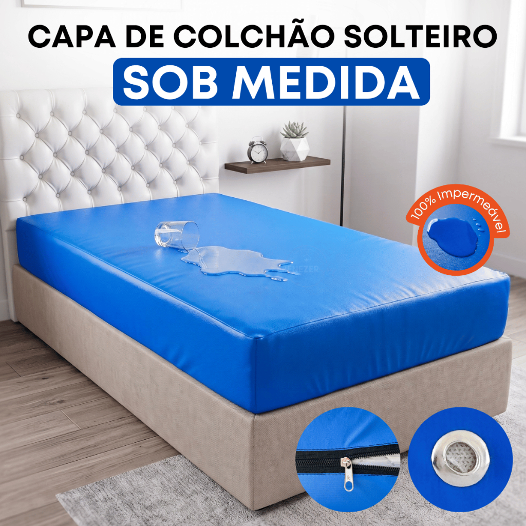 Capa Colchão Solteiro Protetor Hospitalar Impermeável Antialérgico Antiácaro Sob Medida Resistente