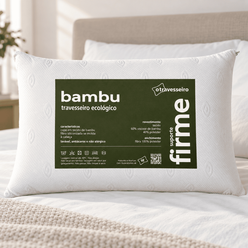 Travesseiro Antialergico fibra de Bambu Alto e firme 50X70cm