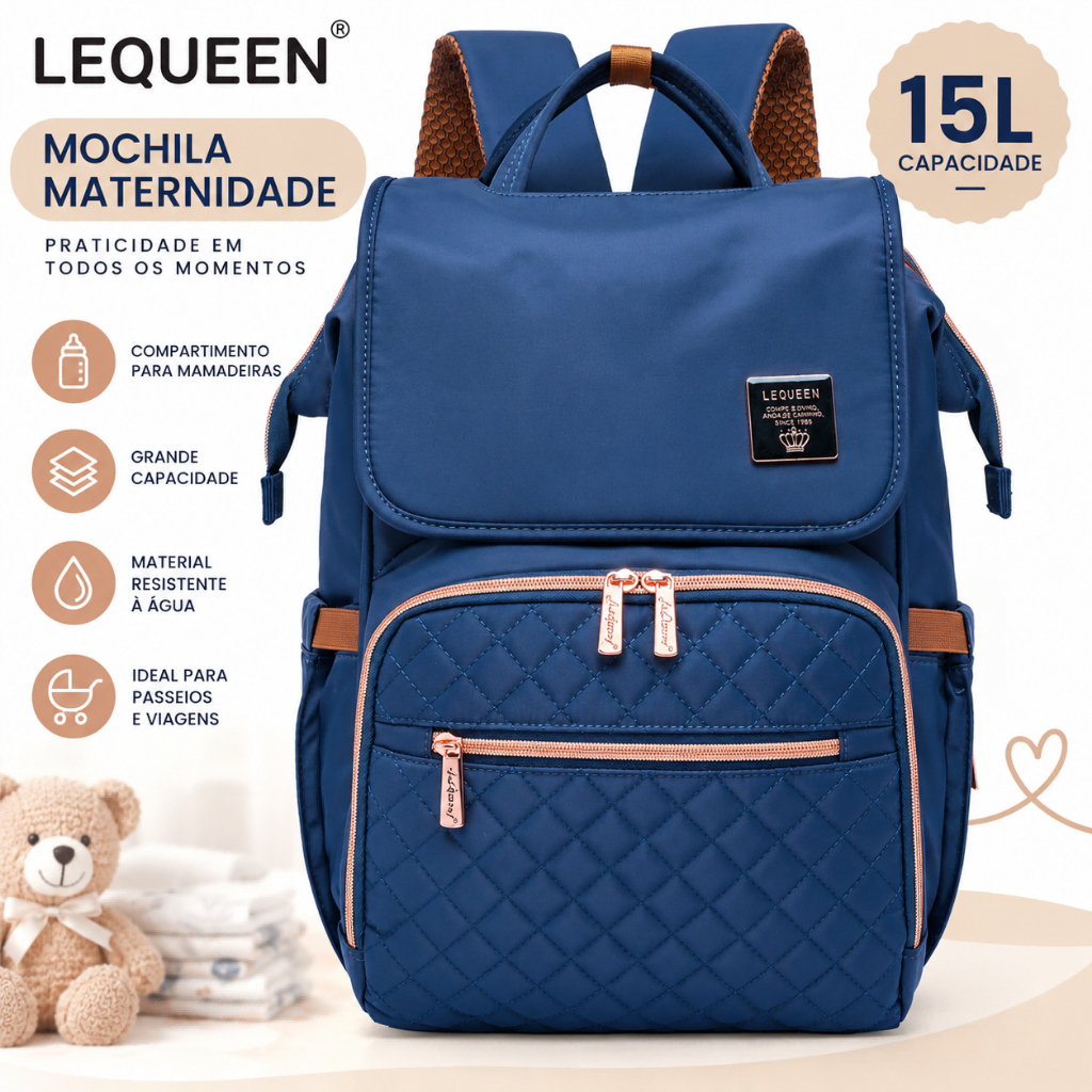 Mochila Maternidade Lequeen Original Espaçosa Reforçada 15l
