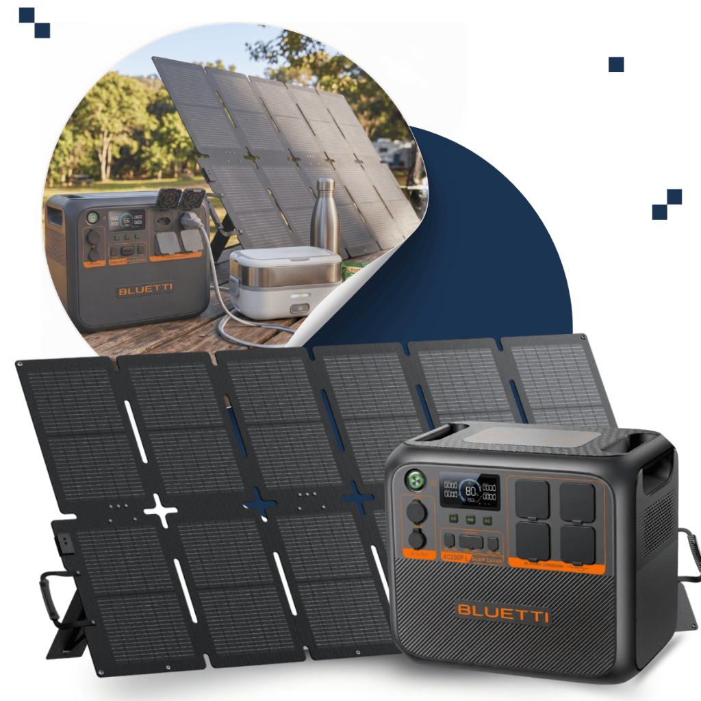 Estação de Energia Solar Portátil Bluetti AC200PL  110V + Painel Sora 130W 21.6 V Conector MC4