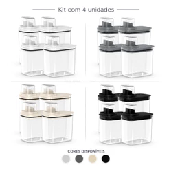 Kit 4 Peças Dispenser Flow 1,5 E 2,3 Litros Sabão Líquido Amaciante Produtos Limpeza Lavanderia